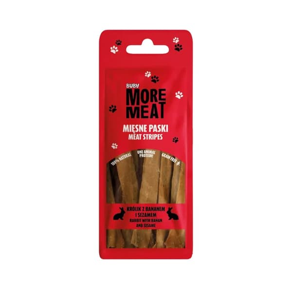 BUBA - More Meat - Kødstrimler - Kanin med banan og sesam - 70g