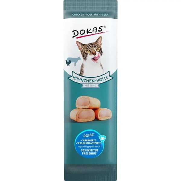 DOKAS - Pehmeät tyynyt - kanaa ja naudanlihaa - 10 g - Kissan herkku