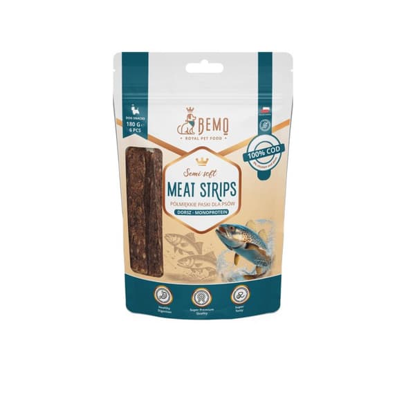 BEMO - Kødstrimler - Halvbløde torskekødstrimler - 180g