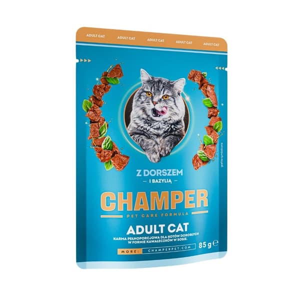 CHAMPER - Torsk med basilika i sås - 85g - Kattpåse