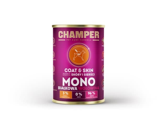 CHAMPER - TURKKIKERVI JA NAHKA - Naudanliha - 400g - Morka Koiranruoka