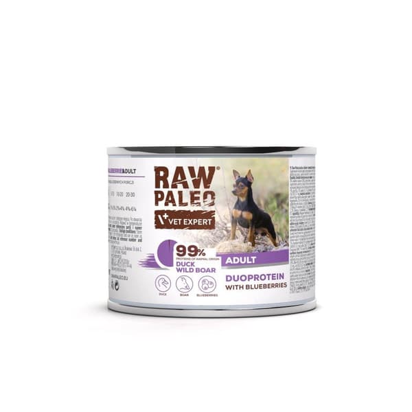 Raw Paleo - Voksen - And & Vildsvin - Duoprotein vådfoder - 200g