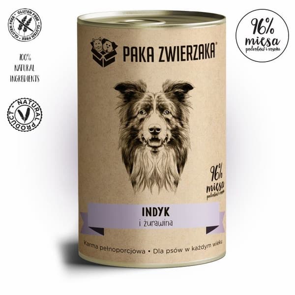 PAKA ZWIERZAKA - Kalkon och tranbär - Våtfoder för hundar - 400 g