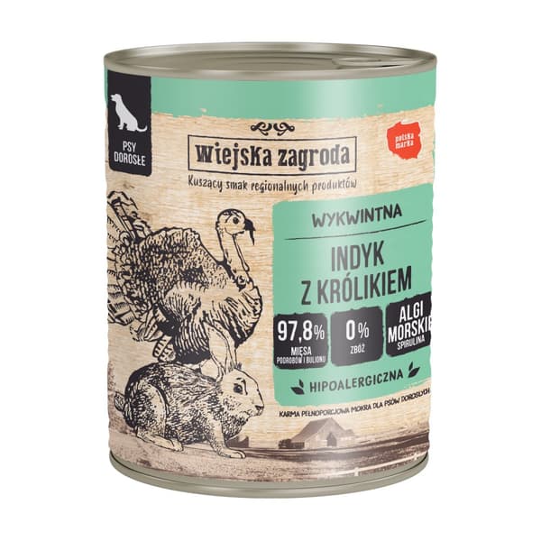 Wiejska Zagroda - Kalkkuna kanin kanssa - 800g - Koiran märkäruoka