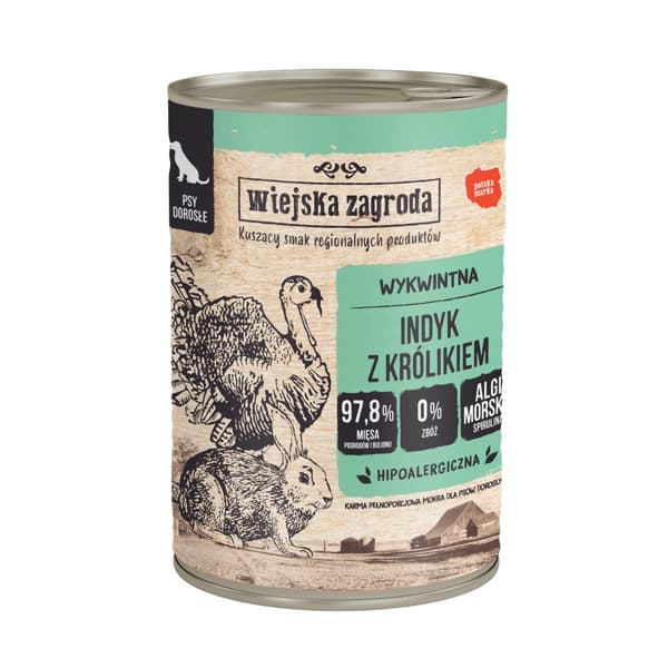 Wiejska Zagroda - Kalkkuna kanin kanssa - 400g - Koiran märkäruoka