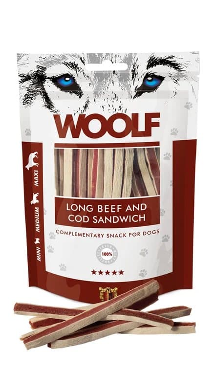 WOOLF - Pitkät naudanliha- ja kalasämpylät - 100g