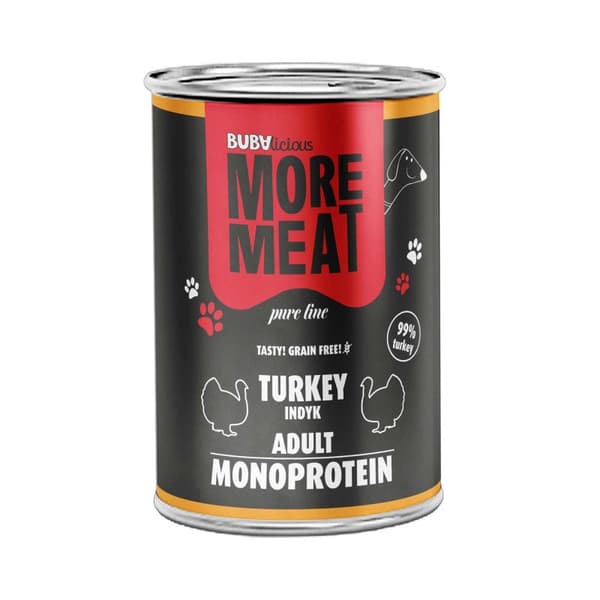 BUBA - More Meat - Monoproteinfoder för vuxna hundar - Kalkon - 400 g