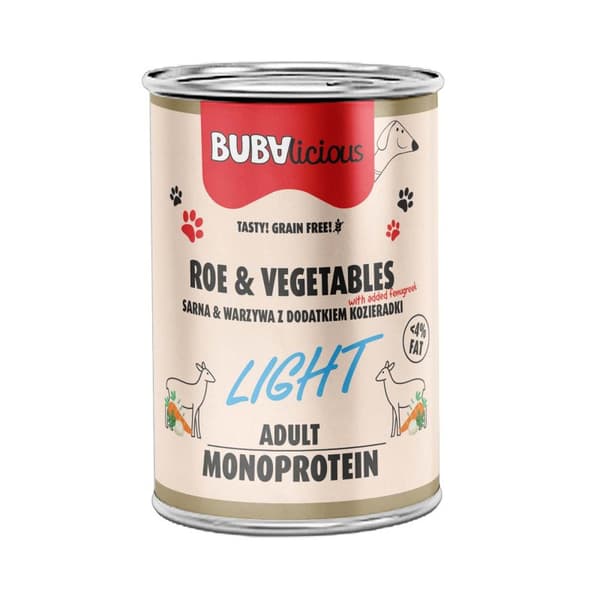 BUBA - Light - Monoproteiiniruoka aikuisille koirille - Metsäkauris - 400 g