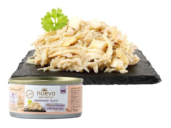 NUEVO - Handgjord - Kyckling med äggbitar - Kattmat - 70g