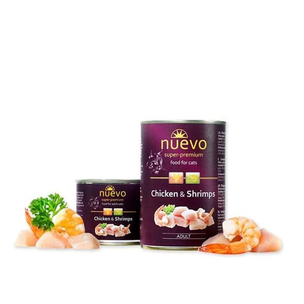 NUEVO - Aikuisten kissojen ruoka - Kanaa ja katkarapuja - 400 g