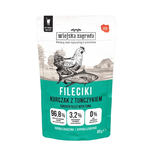 Wiejska Zagroda - Filéer - Kyckling med tonfisk - 85g - Våt kattmat