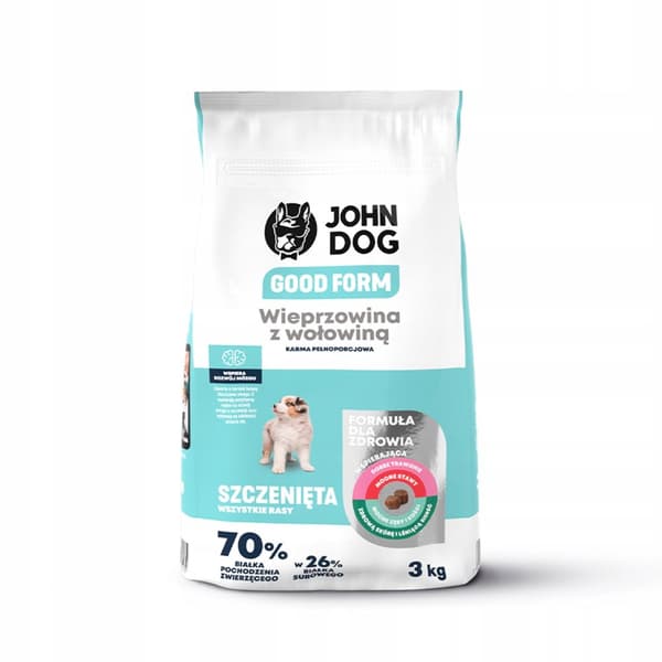 JOHN DOG GOOD FORM torrfoder för valpar FLÄSK NÖTKÖTT 3 kg