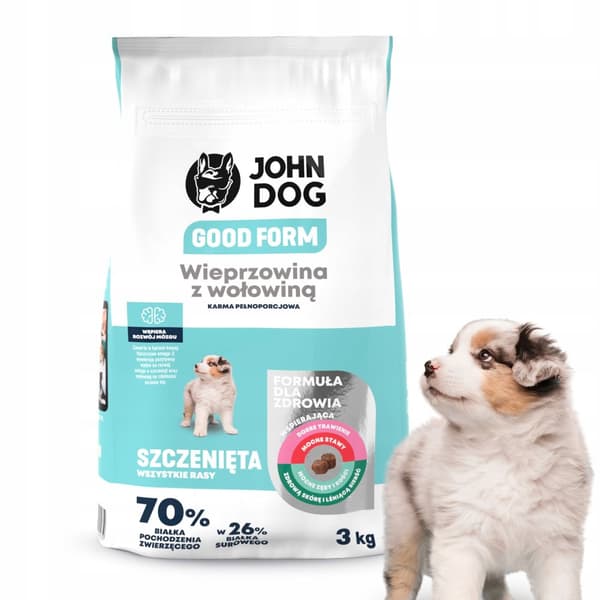 JOHN DOG GOOD FORM torrfoder för valpar FLÄSK NÖTKÖTT 3 kg