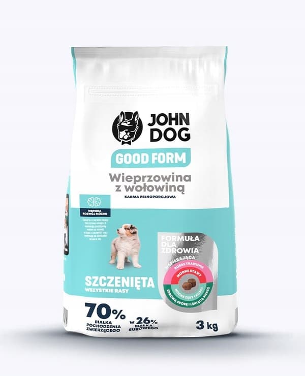 JOHN DOG GOOD FORM torrfoder för valpar FLÄSK NÖTKÖTT 3 kg