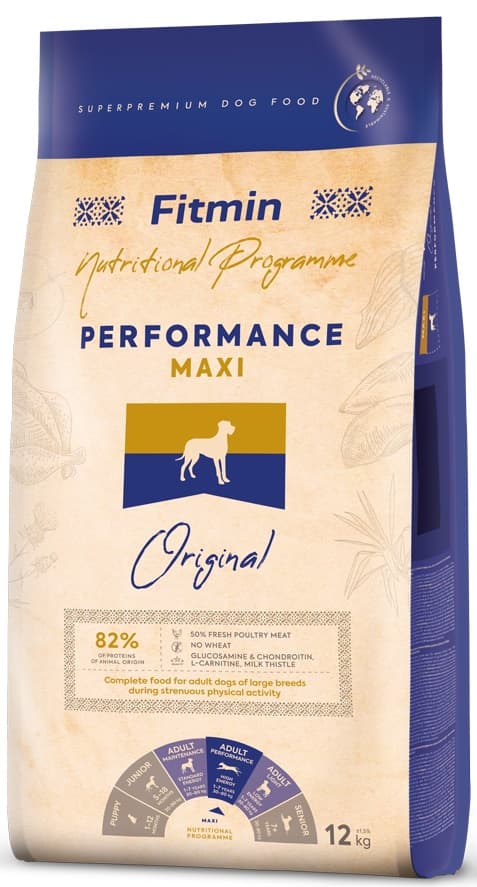 FITMIN DOG MAXI PERFORMANCE torrfoder för aktiva hundar 12 kg