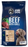 Miniatyrbild 5 av 5: TORRFODER FÖR VALPAR NÖTKÖTT MED KRILL FÖR HUNDAR John Dog 3 kg