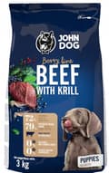 Miniatyrbild 1 av 5: TORRFODER FÖR VALPAR NÖTKÖTT MED KRILL FÖR HUNDAR John Dog 3 kg