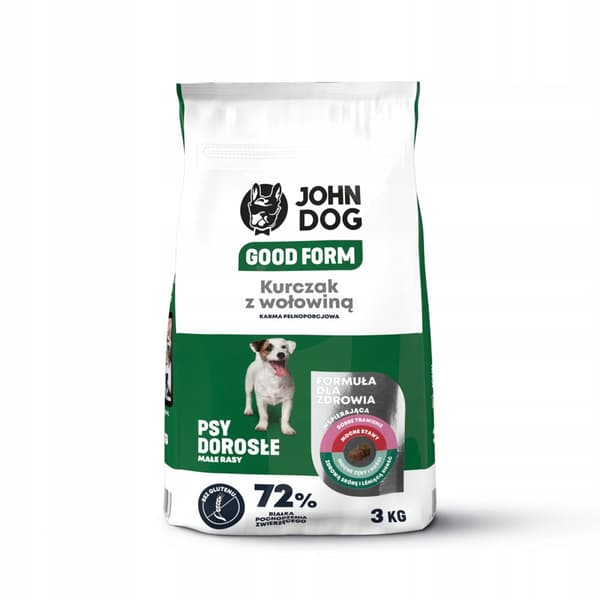 JOHN DOG GOOD FORM hundfoder för små raser KYCKLING NÖTKÖTT 3 kg