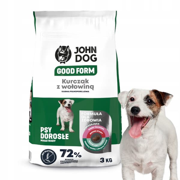 JOHN DOG GOOD FORM hundfoder för små raser KYCKLING NÖTKÖTT 3 kg