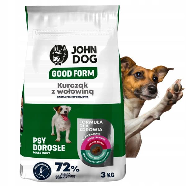 JOHN DOG GOOD FORM hundfoder för små raser KYCKLING NÖTKÖTT 3 kg