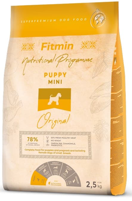 FITMIN Dog PUPPY Mini torrfoder för valpar Original 2,5 kg