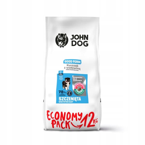 JOHN DOG torrfoder för valpar KYCKLING NÖTKÖTT 12 kg
