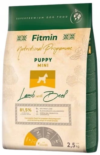 FITMIN PUPPY MINI kuiva koiranruoka pennuille LAMMAS NAUTAA 2,5 kg