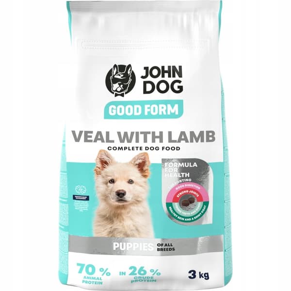 JOHN DOG GOOD FORM koiranruoka pennuille VASIKAN- JA LAMMASLIHA 3 kg