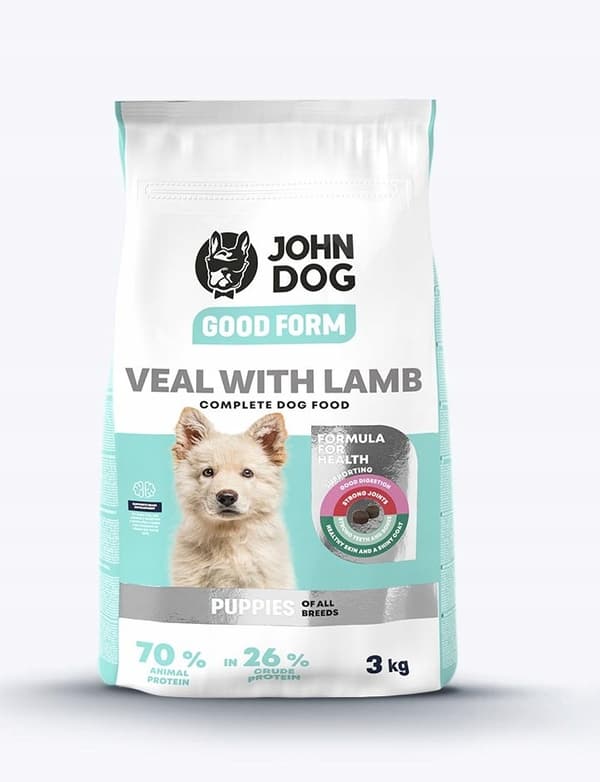 JOHN DOG GOOD FORM koiranruoka pennuille VASIKAN- JA LAMMASLIHA 3 kg