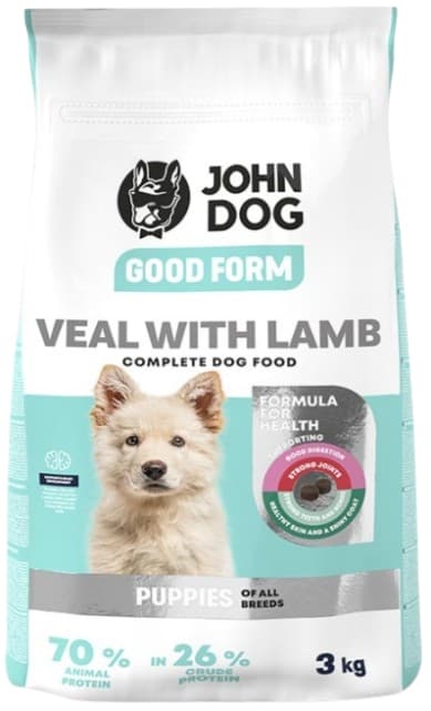 JOHN DOG GOOD FORM koiranruoka pennuille VASIKAN- JA LAMMASLIHA 3 kg