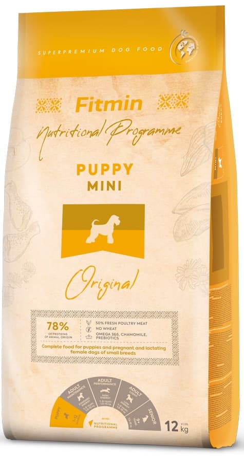 FITMIN PUPPY MINI torrfoder för valpar FJÄDERFÄGEL 12 kg