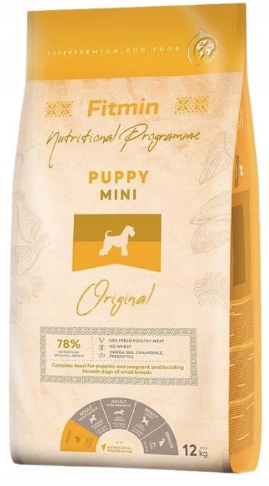 FITMIN PUPPY MINI torrfoder för valpar FJÄDERFÄGEL 12 kg