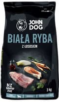 Miniatyrbild 1 av 8: JOHN DOG PREMIUM torrfoder för hundar VIT FISK MED LAX 3 kg