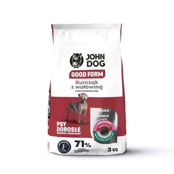 JOHN DOG GOOD FORM torrfoder för hundar KYCKLING NÖTKÖTT 3 kg