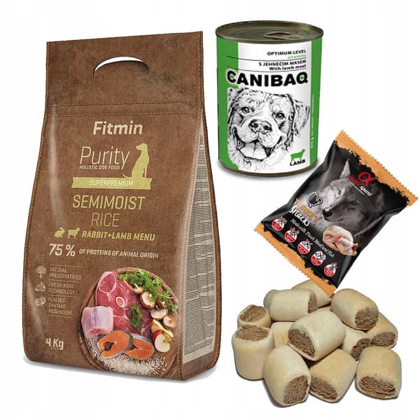 FITMIN DOG PURITY SEMIMOIST RICE torrfoder för hundar KANIN OCH LAMM 4 kg
