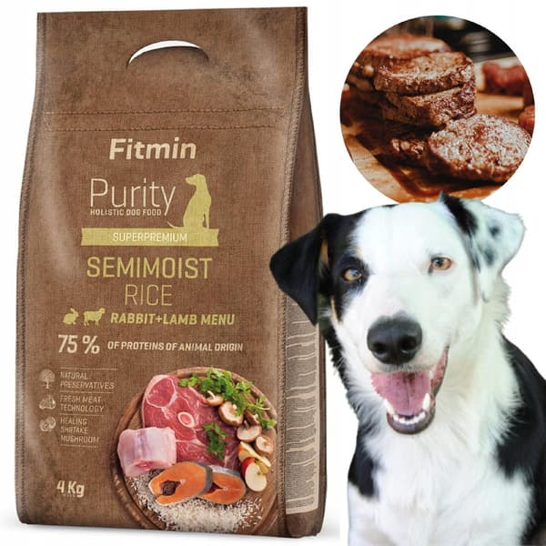 FITMIN DOG PURITY SEMIMOIST RICE torrfoder för hundar KANIN OCH LAMM 4 kg