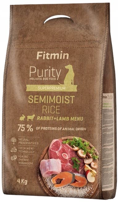 FITMIN DOG PURITY SEMIMOIST RICE torrfoder för hundar KANIN OCH LAMM 4 kg
