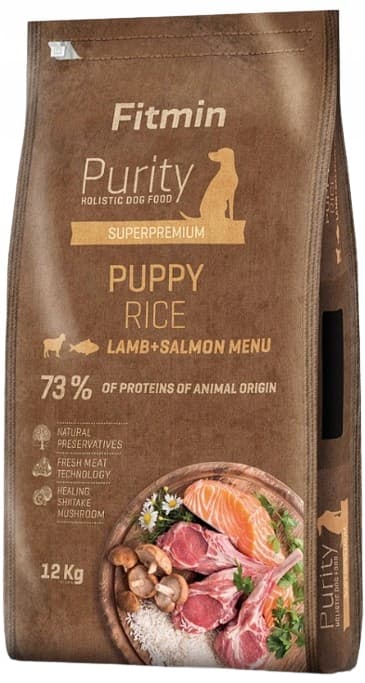 FITMIN DOG PURITY PUPPY RICE kuiva koiranruoka LAMMAS TONNIKALA 12 kg