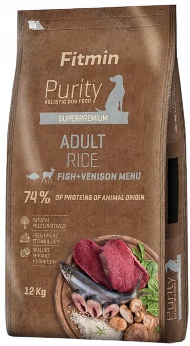 FITMIN DOG PURITY ADULT RICE torrfoder för hundar VILT OCH FISK 12 kg