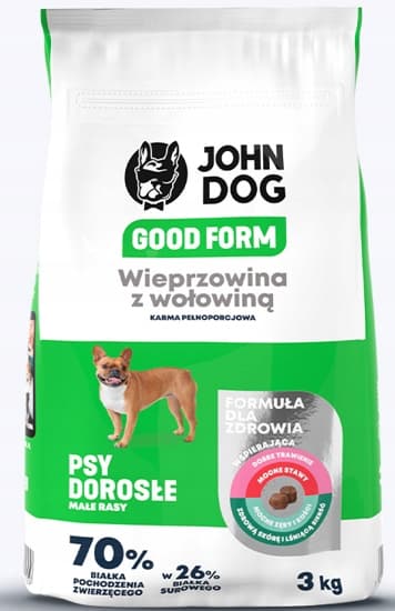 JOHN DOG GOOD FORM hundfoder för små raser FLÄSK NÖTKÖTT 3 kg