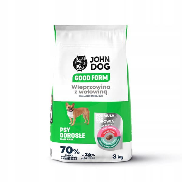 JOHN DOG GOOD FORM hundfoder för små raser FLÄSK NÖTKÖTT 3 kg
