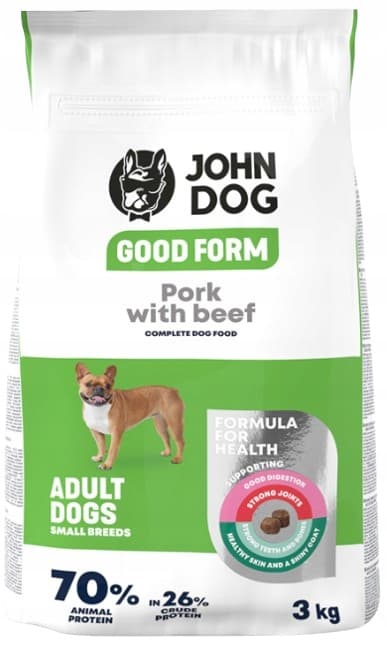 JOHN DOG GOOD FORM hundfoder för små raser FLÄSK NÖTKÖTT 3 kg