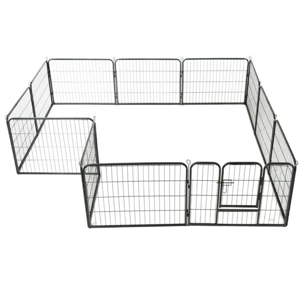 vidaXL løbegård til hunde 12 paneler sort 80 x 60 stål