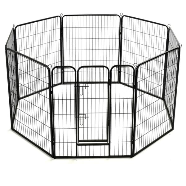 vidaXL løbegård til hunde 8 paneler stål 80 x 100 sort
