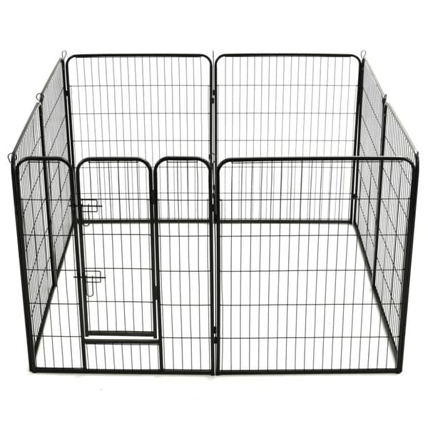 vidaXL løbegård til hunde 8 paneler stål 80 x 100 sort