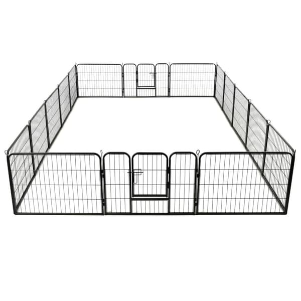 vidaXL løbegård til hunde 16 paneler stål 60 x 80 cm sort