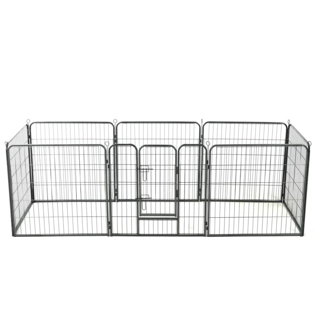 vidaXL Hundhage 8 paneler stål 80x80 cm svart