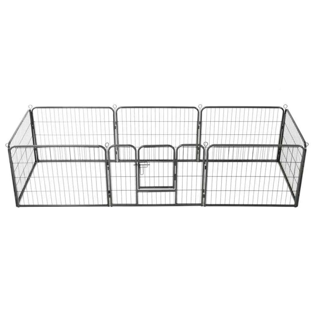 vidaXL Hundhage 8 paneler stål 60x80 cm svart