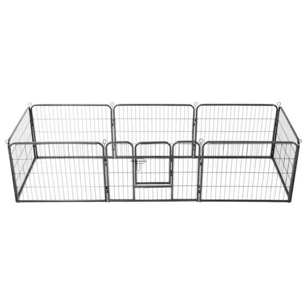 vidaXL Hundhage 8 paneler stål 60x80 cm svart