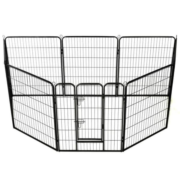 vidaXL Hundhage 8 paneler stål 80x100 cm svart